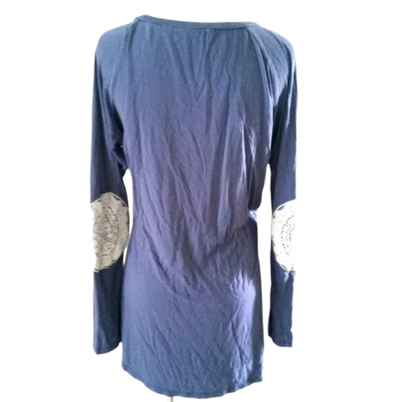 BKE RED CROCHET ELBOWS STRETCH KNIT TOP SZ L - Picture 4 of 5